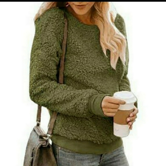Hunter Green sherpa long sleeve fleece Sweatshirt xs - Picture 1 of 3